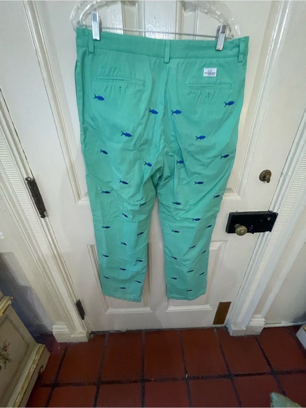 Vineyard Vines Mint Green Chino Pants with Blue Fish Embroidery - Picture 4 of 6